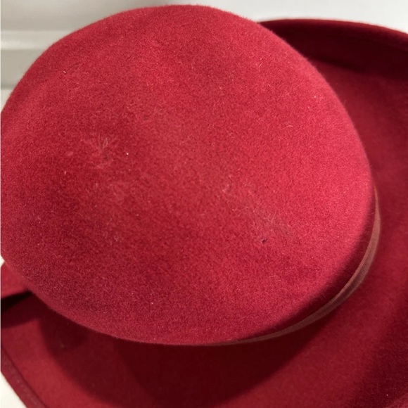 Vintage Dana Marte Red 100% Wool Women’s Fedora Hat - Picture 7 of 9